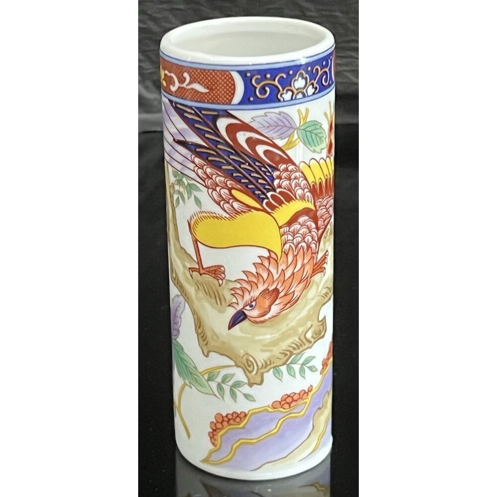 Antique Japanese Arita Imari Porcelain Bud Vase 5.5" Phoenix Bird Vintage Japan